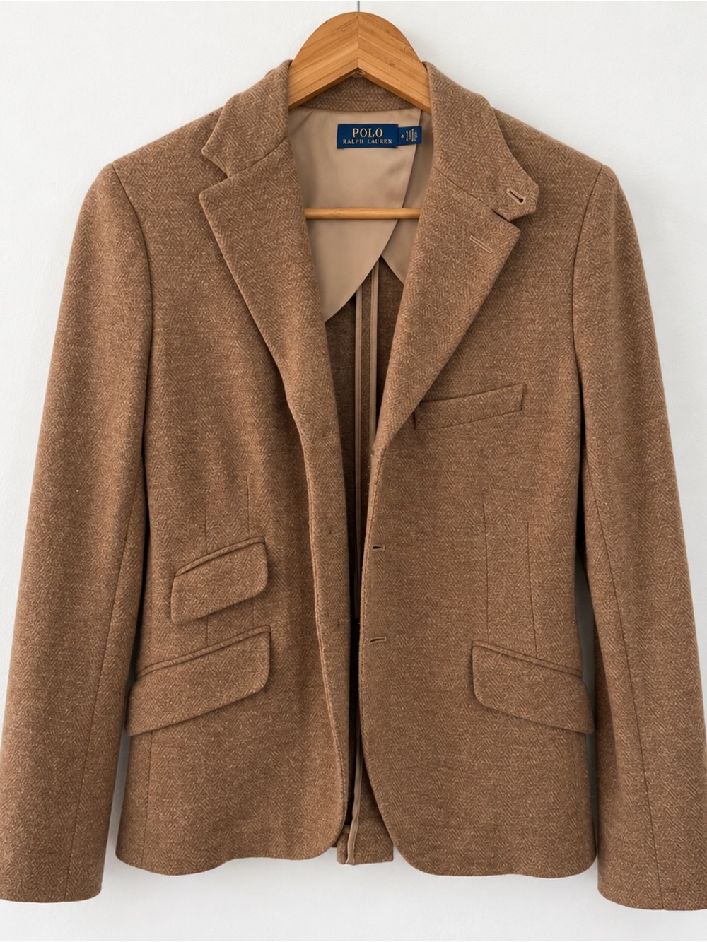 Polo Ralph Lauren Blazer Brown Herringbone Wool Blend Coat Jacket Equestrian 6 - Picture 7 of 7